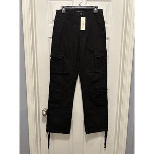 NEW Vintage Luxe To Kill Black Wide Leg Cargo Pants Drawstring @ Waist & Ankle 8